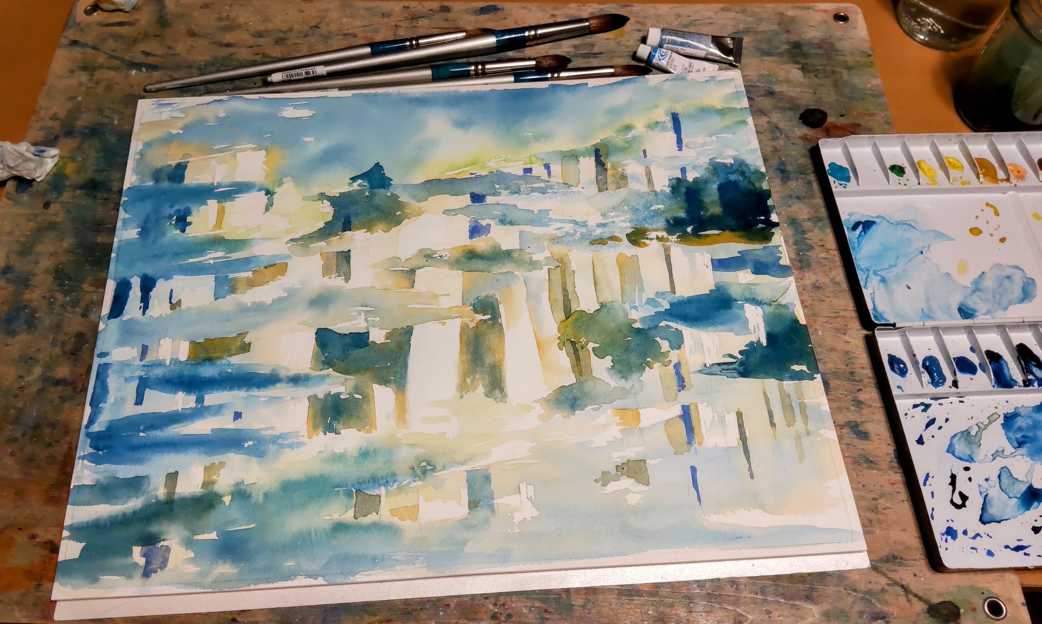 癒しの水彩画1087 キャンドル Healing Watercolor Art | Milky Way in the Night Sky