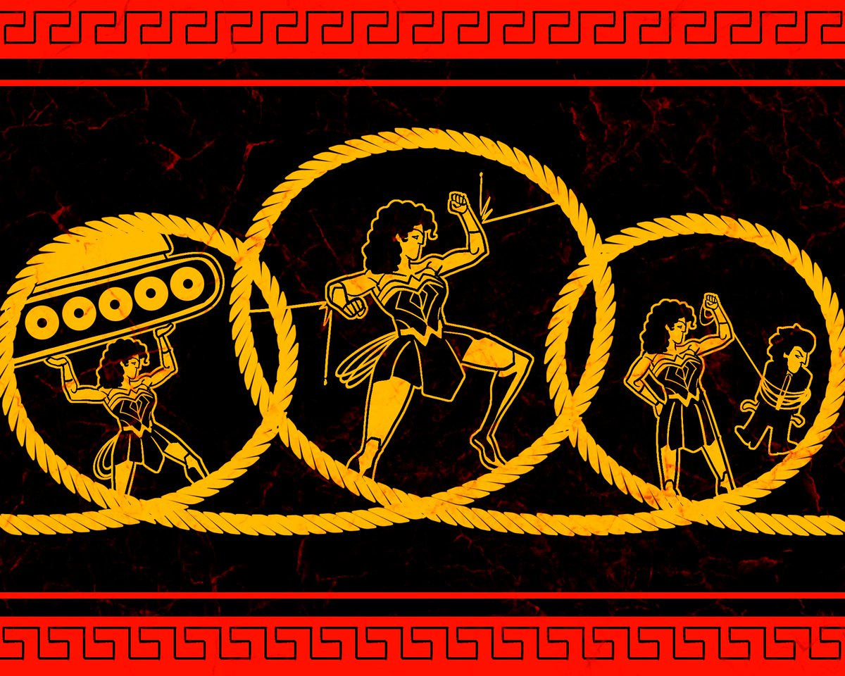 ferranteartes's tweet photo. also here's some of the stuff I made for the official DC heroes expo that took place here in Brazil a few days ago! I was tasked with telling Diana and Themyscira's story through ancient greek vase art! ✨ https://t.co/skpCZ6OTI1