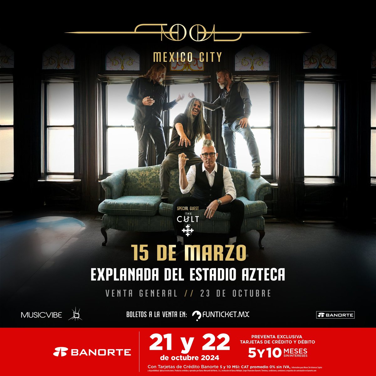 ¡Atención! La preventa Banorte para Tool ya inicio. 👁

🎟Compra ahora tus entradas: funticket.mx/evento/tool-24/

🪪Obtén tus boletos con hasta 5 y 10 meses sin intereses con tu tarjeta de crédito Banorte, también puedes comprar con tu tarjeta de debito Banorte.