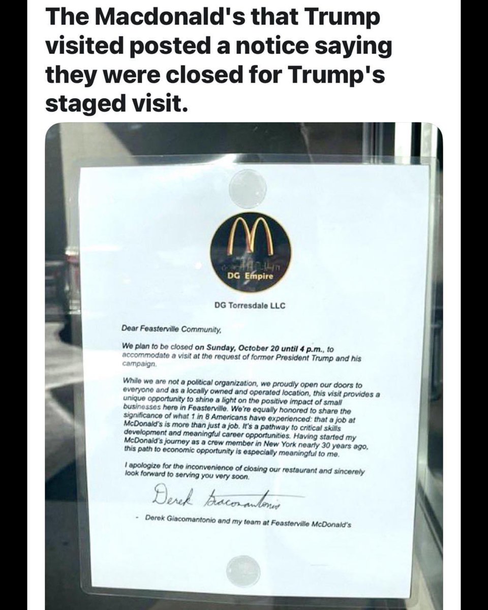 William54869083's tweet photo. @DonaldTNews A closed McDonalds. https://t.co/MPUWBlPpI4