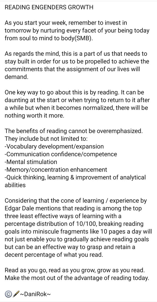 _DaniRok_'s tweet photo. Reading engenders growth... 
Read details of caption in the third image. https://t.co/sHIk6CEO4I