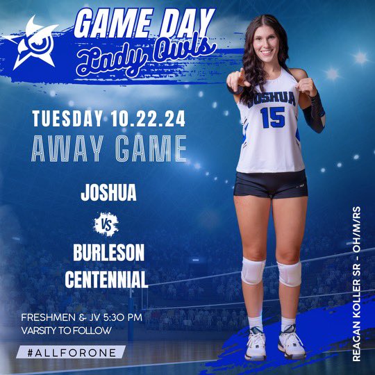 JhsOwlsvball's tweet photo. Game details as we battle the BCHS Spartans

💙 Let’s BLUE out the stands 💙

FR / JV 5:30
Varsity 6:30

#ALLFORONE https://t.co/GHyfXQGPqE