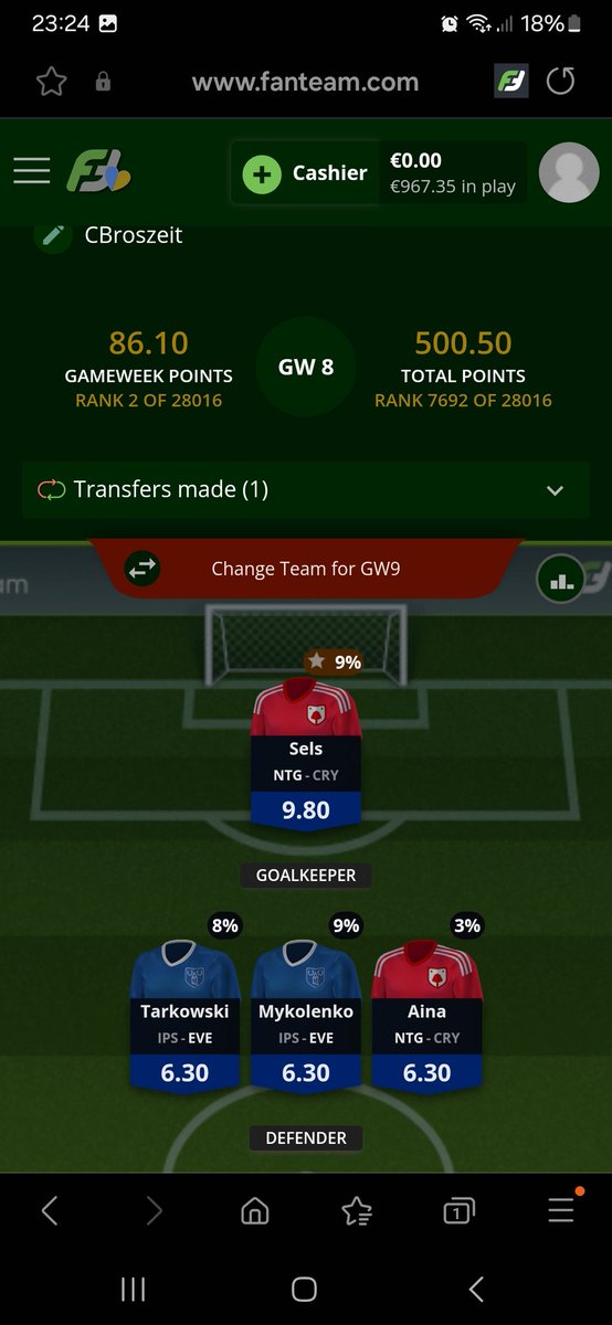 CBroszeit's tweet photo. Overall rank still pretty bad but finishing 1st and 2nd in a gameweek with over 28k people @FanTeamOfficial is still a pretty nice feeling 💪😍 https://t.co/d7t2Tpm0Yc