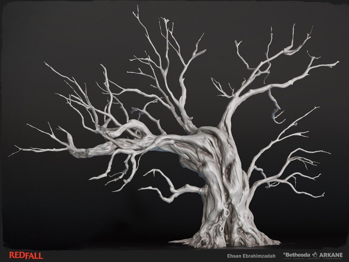 A collection of Redfall's Hero trees I worked on.
Trunks and branches made in Zbrush, leaf clusters made in Speedtree
Textures in game are using blend shaders in UE
#gameart #realtime <a href="/SpeedTreeInc/">SpeedTree</a> 
artstation.com/artwork/qJ000a
Concept art by <a href="/Neeslow/">Fredrick Nolting</a>
