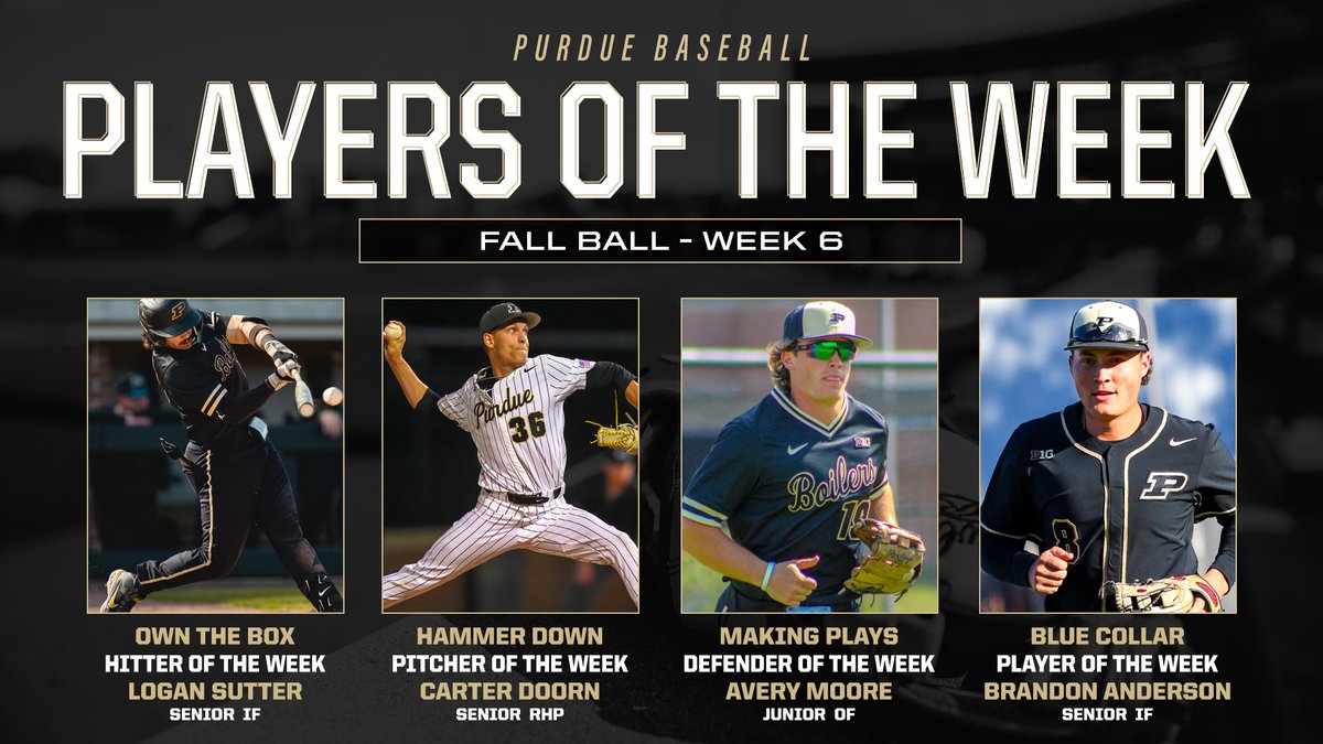 The final week of #FallBall brought out the best in this veteran quartet.

<a href="/LoganSutter5/">Logan Sutter</a>, @AveryMoore_ &amp; @BranAnderson8 all helped the Black Team win our Black &amp; Gold Series. But <a href="/CarterDoorn/">Carter Doorn</a>'s (combined) shutout denied Black the sweep. #BoilerUp