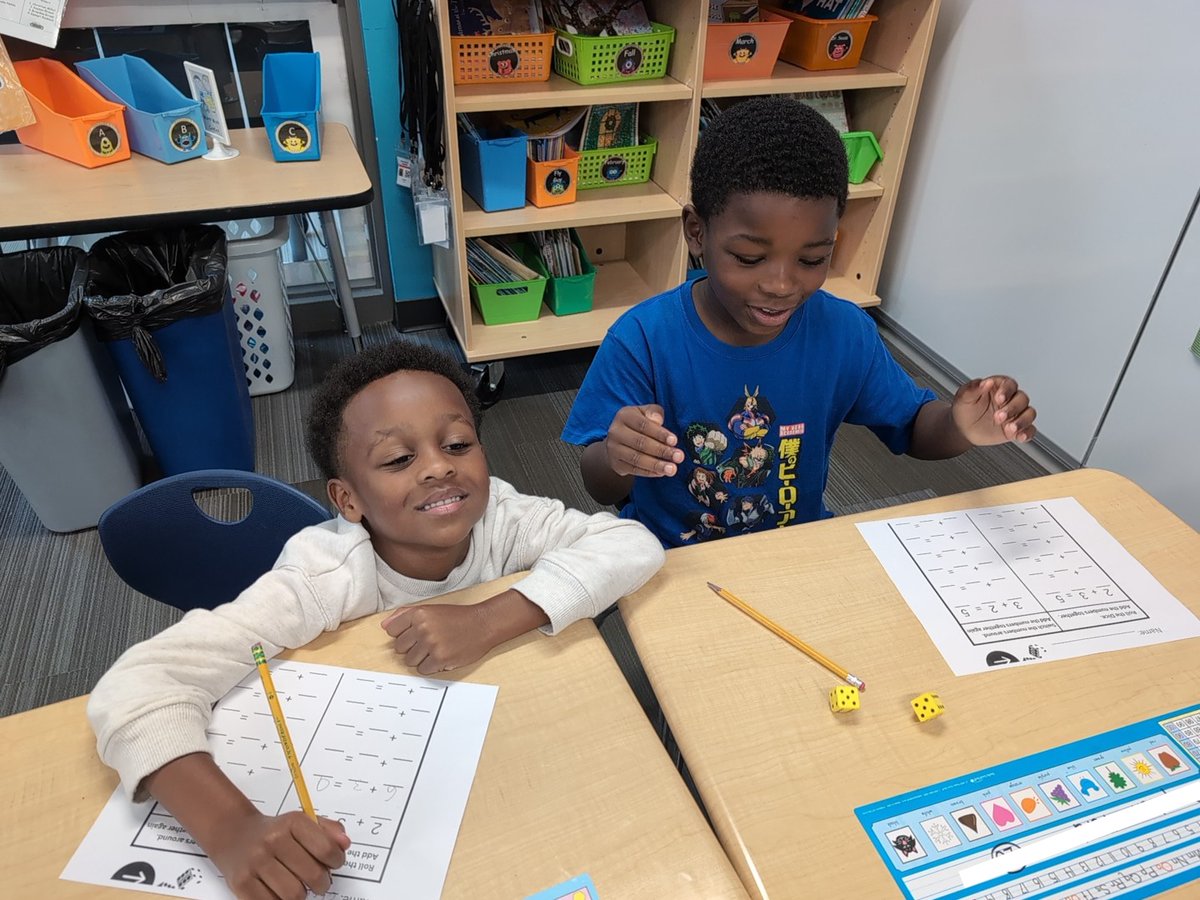 PREPRIDE's tweet image. Student in Room 207 have been busy with adding!. Students had fun rolling the dice to make facts and then finding the commutative property!