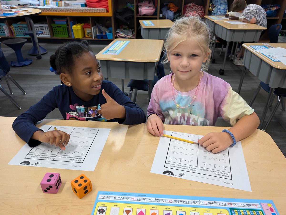 PREPRIDE's tweet image. Student in Room 207 have been busy with adding!. Students had fun rolling the dice to make facts and then finding the commutative property!
