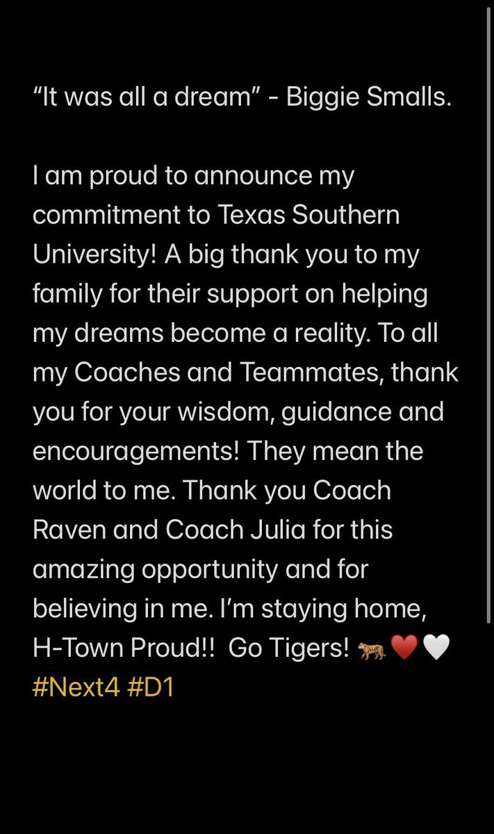 Officially Committed! Go Tigers 
<a href="/TXSO_Softball/">TSU Lady Tigers Softball</a> <a href="/WeAreFu1shear/">Fulshear High School Recruiting</a> <a href="/Juliabilbao4/">Jules 👑</a> <a href="/RaeRod03/">Raven Rodriguez</a> <a href="/_CoachAnthony/">Anthony Herrera</a> <a href="/AMAH_Herrera/">Athletics Mercado Herrera / Reyes</a>