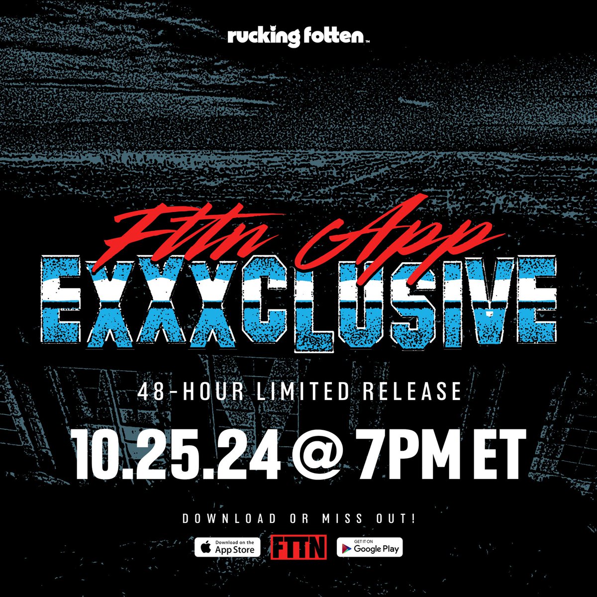 Ruckingfotten's tweet image. 10.25 @ 7PM ET
No previews. Drop will be revealed at release time.
48-hours only.
MUST have the FTTN App to access the release - Available for download now on Apple & Google Play platforms.
Download: iexntlo5.tapc.art