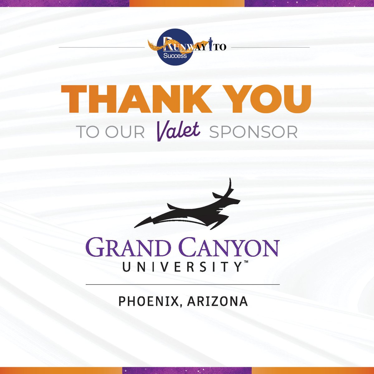 runwayGWCC's tweet photo. Thank you to @gcu, our Runway to Success 2024 Valet Sponsors! 🙌 

Your generous support is helping us create programs that empower @gatewayaz students to succeed and thrive. https://t.co/gQRJOkCYtt