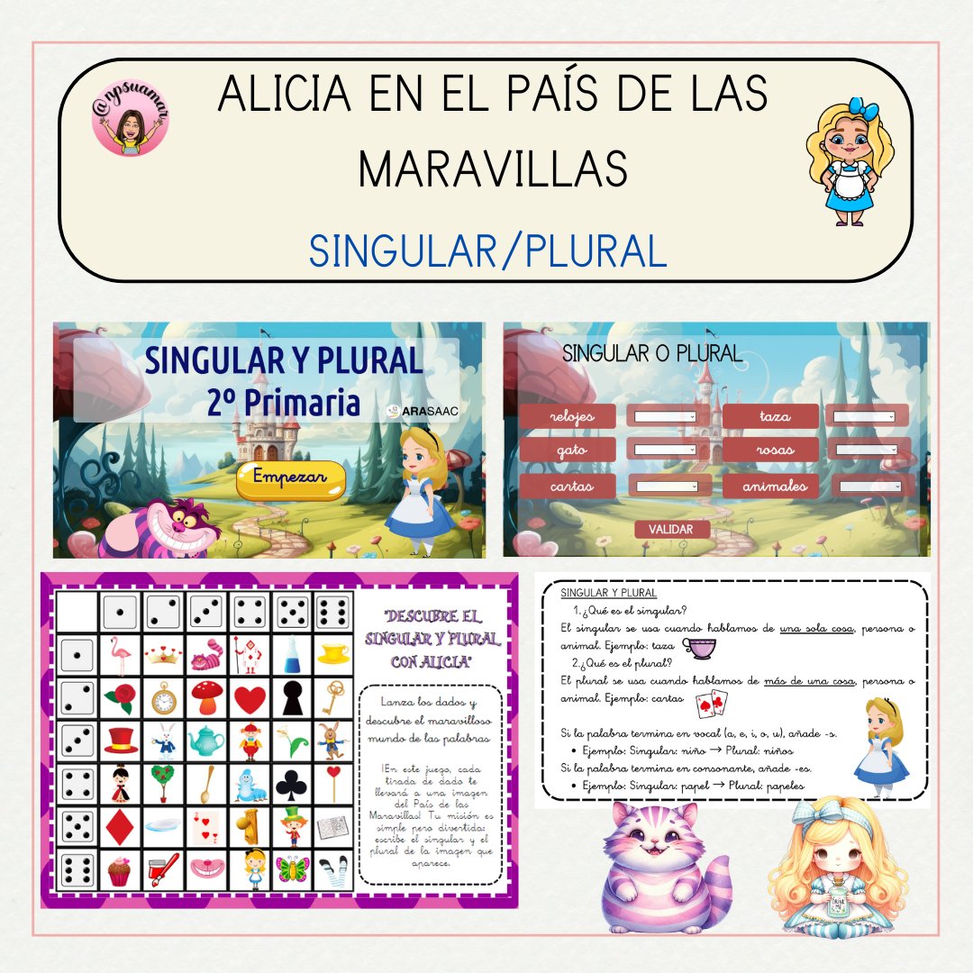 @npsuamar (@noeliasurezmar1) on Twitter photo Aventureros de 2º de primaria
- Hemos creado un juego interactivo con Genially para trabajar el singular/plural.
- Juego en el que lanzas los dados y escribes en singular y plural según las imágenes que te salgan.
Gracias a <a href="/sandboxeduca/">Sandbox Educación</a>
educamosenlaescuela.blogspot.com/2024/10/singul… Aventureros de 2º de primaria
- Hemos creado un juego interactivo con Genially para trabajar el singular/plural.
- Juego en el que lanzas los dados y escribes en singular y plural según las imágenes que te salgan.
Gracias a <a href="/sandboxeduca/">Sandbox Educación</a>
educamosenlaescuela.blogspot.com/2024/10/singul…