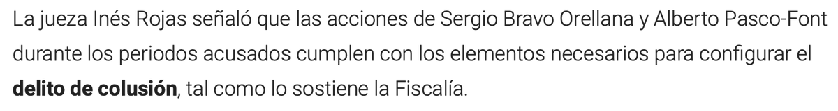 franco_garciaL's tweet image. 🚫Prisión para ex funcionario Pasco-Font en SENTENCIA contra #TOLEDO x #LavadoDeActivos se hace xq sin ello no existe delito fuente - #Colusión. Cohecho y Tráfico prescribieron. La colusión requiere &quot;concertación con los interesados&quot;. No existe para él prueba alguna de ello.👇1/2