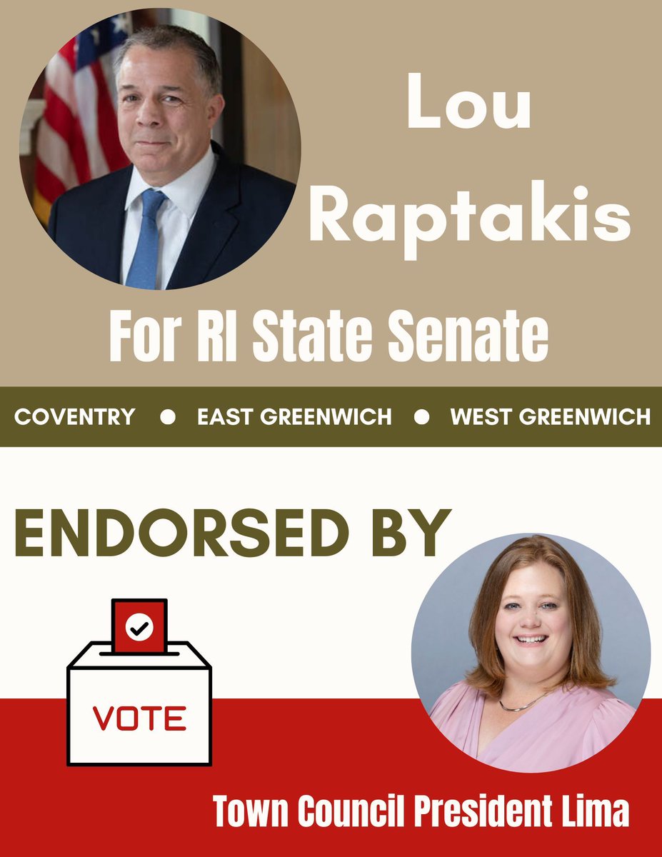 I am pleased to endorse Senator Lou Raptakis for the District 33 Senate race in Coventry. I appreciate his dedication at the state house on matters that affect our community around taxpayer protections in the sewer debacle and support for public safety.