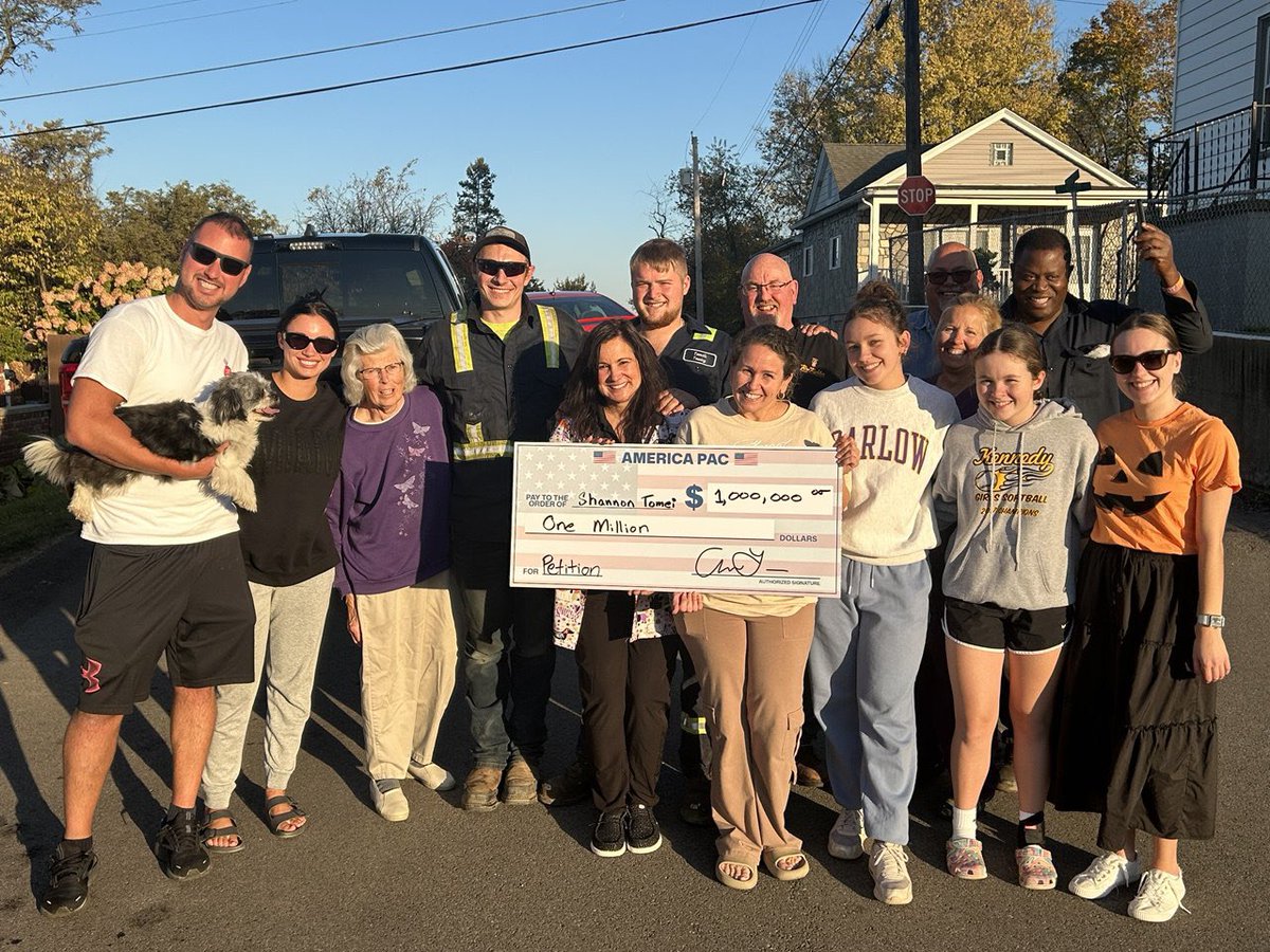 america's tweet image. Shannon from McKees Rocks, PA was today’s recipient of $1M for signing our petition to support the Constitution

Every day until Election Day, a person who signs the petition will be selected to earn $1M as a spokesperson for America PAC

petition.theamericapac.org