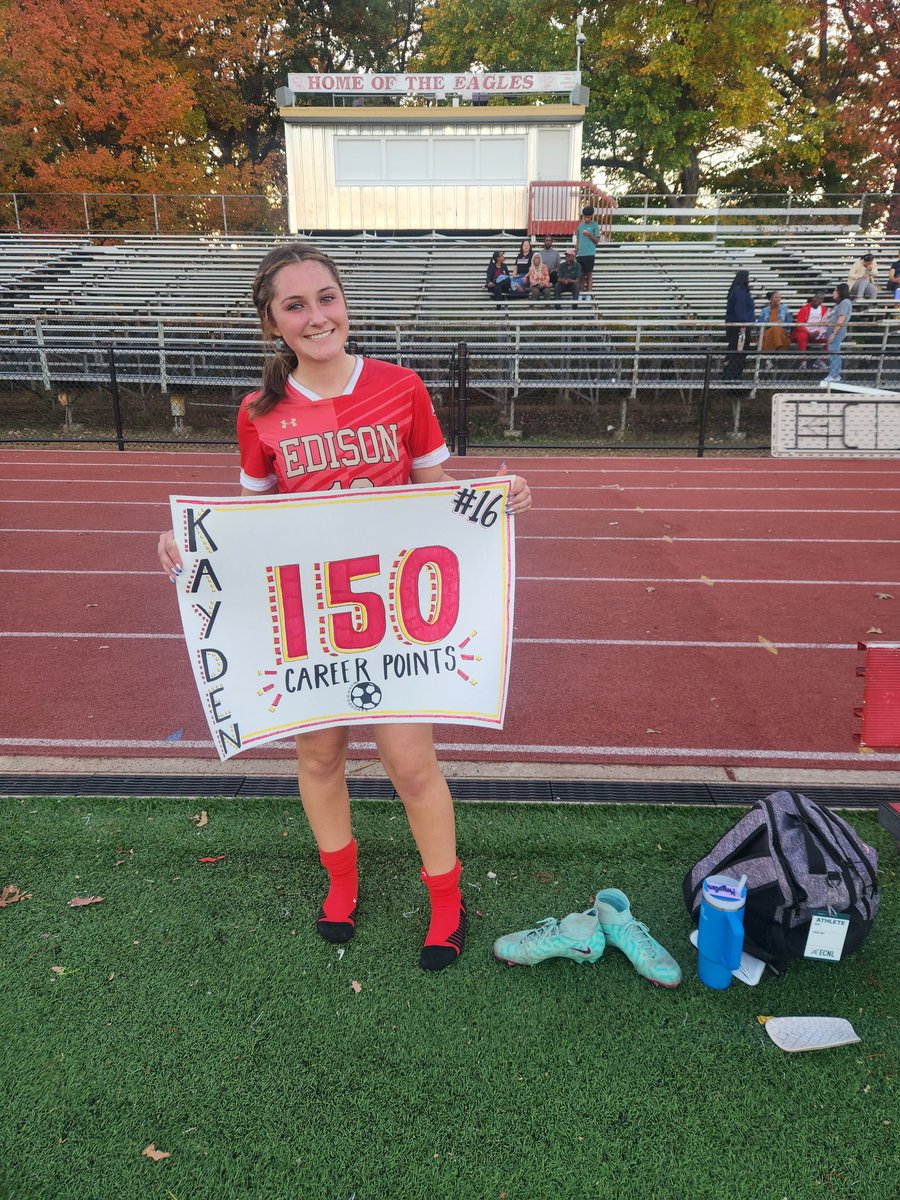 EHSEagleSoccer's tweet photo. Got the W and got to celebrate Kayden's 150th career point/20th goal on the season ❤️💛

Shout out to Sam for her 1st Varsity hat trick!!  🦅 

Next up, Perth Amboy Wednesday HOME 👊#EaglePride @EHSSouthside https://t.co/1mj71VTk18