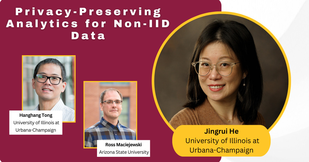 CAOE_ASU's tweet photo. Exciting news! Jingrui He and Hanghang Tong from UIUC have received new funding for the project, "Privacy-Preserving Analytics for Non-IID Data." They are working with Ross Maciejewski at ASU.🧠🙌🦾🎉

Read more: https://t.co/m2naBHMgyZ 

@dhsscitech
#DHS_COE_research #CAOE #ASU https://t.co/f77sf05ur5