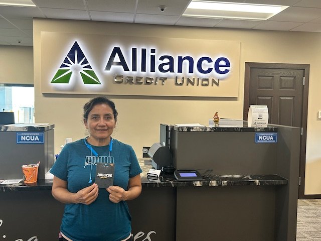 AllianceCU's tweet photo. Congratulations to member Alina Perez for winning a $50 Amazon gift card from our Piston Automotive visit! https://t.co/WsKOaelAVt