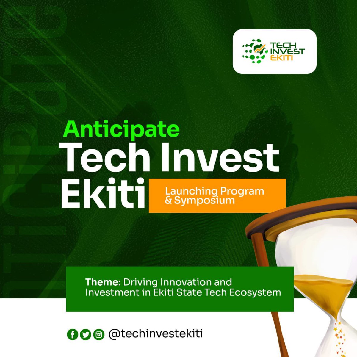 Get ready to experience innovation at its peak! 🚀 Tech Invest Ekiti is launching soon with a program and symposium focused on driving innovation and investment in the Ekiti State tech ecosystem. 🌐💡 Stay tuned for more updates! 

#TechInvestEkiti @techinvestekiti