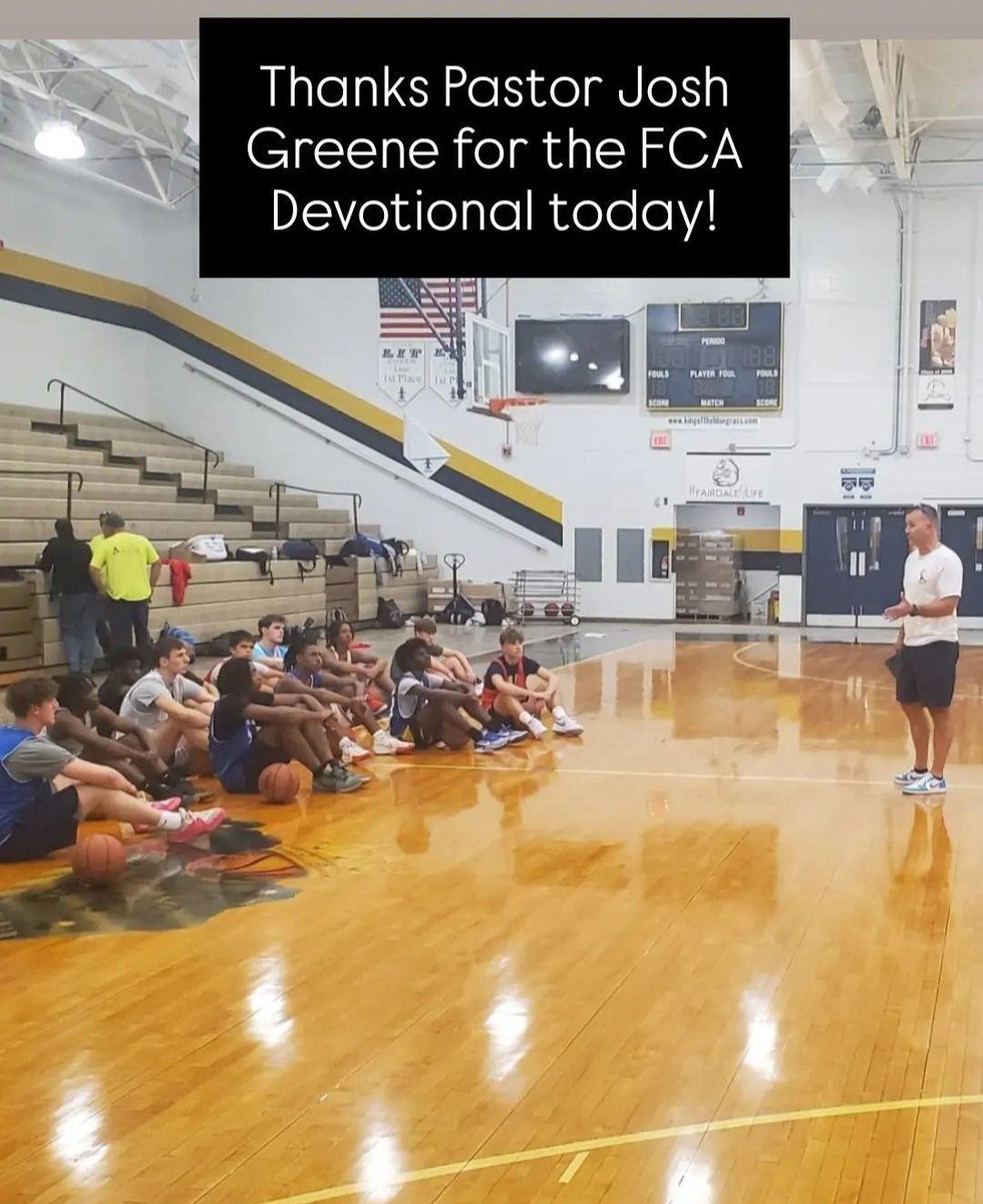 FHSBasketball11's tweet photo. Fairdale Basketball @FHSBasketball11 had a great start to the week today. Pastor Josh Greene @pastorjgreene led us in a FCA Devotional about 3 characteristics of a winner. Also senior @isaac_cornwell talked to us about committing to each other. #TrustTheProcess https://t.co/qPnSJSRA1i