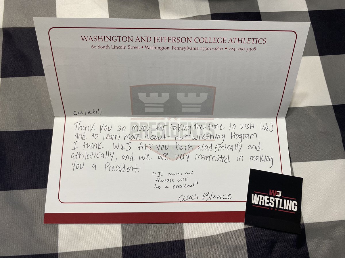 Thank you Coach Blanco for the letter!
<a href="/WJWrestling/">W&J Wrestling</a>
