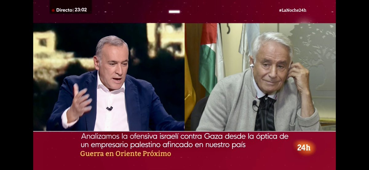 AraguaneyFund's tweet photo. Mentres se inauguraba Amal no Teatro Principal, o noso presidente fundador, Ghaleb Jaber Ibrahim, apostaba por unha solución política entre Palestina e Israel en La Noche en 24 Horas en conversa co xornalista galego Xabier Fortes. @Lanoche_24h https://t.co/DXp8ISJza5