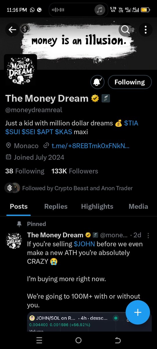 ItzNnam's tweet photo. @officialmoore7 @cryptobeastreal @RealAnonTrader @moneydreamreal Done Boss 🫡🫡 if it's the will of God for me to partake in this one God grant my heart desires but if it won't let his will be done and the choosen ones be still receive my congratulations. and more grace and funds to the Sponsors 
Amen https://t.co/JfsSjOM4BV