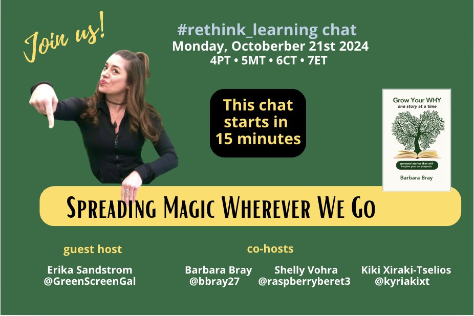 Barbara Bray✨Story Weaver✨ 🔜 #SXSWEDU #ISTE2925 (@bbray27) on Twitter photo Join us in 15 minutes for the 10/21/24 #rethink_learning chat at 4PT/6CT/7ET with guest host <a href="/GreenScreenGal/">Erika Sandstrom #FETC #ISTE #SXSW</a>
💫Spreading Magic Wherever We Go💫
<a href="/pammoran/">pammoran</a> @Resonance_Ed <a href="/HalLRoberts/">Hal Roberts — Trying to make Jesus famous</a> <a href="/mlament/">Michelle Ament</a> <a href="/Scandela9/">Sara Candela | scandela9.bsky.social</a> <a href="/thewrightleader/">Vernon Wright • Speaker | Board President | Leader</a> <a href="/Tara_Desiderio/">Tara</a> <a href="/biologygoddess/">Bonnie Nieves is posting on LinkedIn now</a> <a href="/MrNunesteach/">𝕊𝕔𝕠𝕥𝕥 ℕ𝕦𝕟𝕖𝕤</a> <a href="/Teacherchick27/">Jess Loffredo</a> Join us in 15 minutes for the 10/21/24 #rethink_learning chat at 4PT/6CT/7ET with guest host <a href="/GreenScreenGal/">Erika Sandstrom #FETC #ISTE #SXSW</a>
💫Spreading Magic Wherever We Go💫
<a href="/pammoran/">pammoran</a> @Resonance_Ed <a href="/HalLRoberts/">Hal Roberts — Trying to make Jesus famous</a> <a href="/mlament/">Michelle Ament</a> <a href="/Scandela9/">Sara Candela | scandela9.bsky.social</a> <a href="/thewrightleader/">Vernon Wright • Speaker | Board President | Leader</a> <a href="/Tara_Desiderio/">Tara</a> <a href="/biologygoddess/">Bonnie Nieves is posting on LinkedIn now</a> <a href="/MrNunesteach/">𝕊𝕔𝕠𝕥𝕥 ℕ𝕦𝕟𝕖𝕤</a> <a href="/Teacherchick27/">Jess Loffredo</a>
