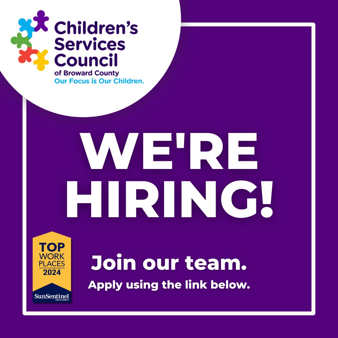 🚨 We're Hiring! 🚨

We are now accepting applications for the following positions:

🔹 Assistant Director of Planning
🔹 Programs Manager (Various Positions Available - May Be Grant Funded)

Apply today at: cscbroward.org/careers

#JobOpportunity #JoinOurTeam #CSCBroward