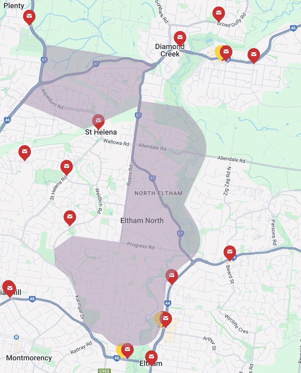 AlexGrimesGreen's tweet photo. I was curious as to why the turnout for Sugarloaf and Edendale Wards is currently so low, especially compared to this time last year. I swear I used to see a post box along Ryans Rd, near Laurison. But wouldn't you know, there's none! 
1/
#edendaleward https://t.co/43mEWZf0o5