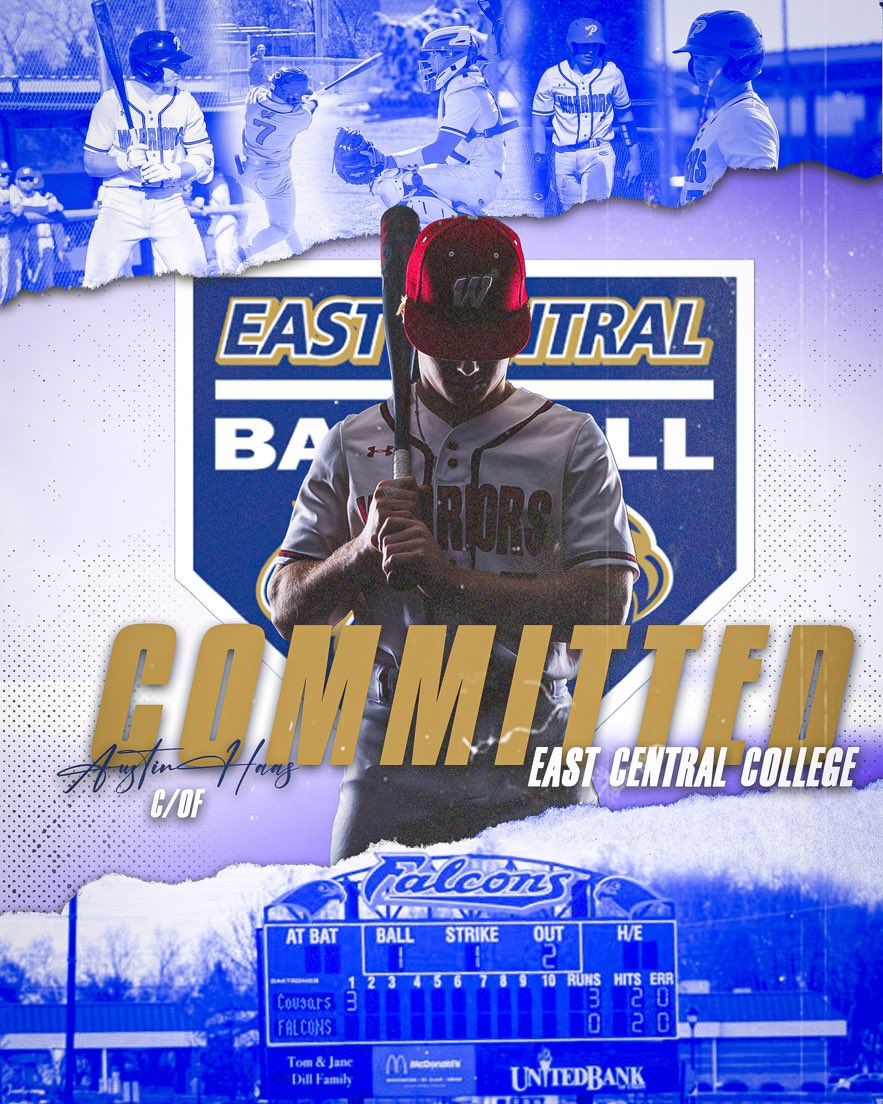 As many may know, I am grateful/excited to announce my commitment to further my academic and athletic career at East central college. Thank you to my family, friends, teammates, coaches, and anyone who helped me get where I am today! I couldn’t have done it without all of you!