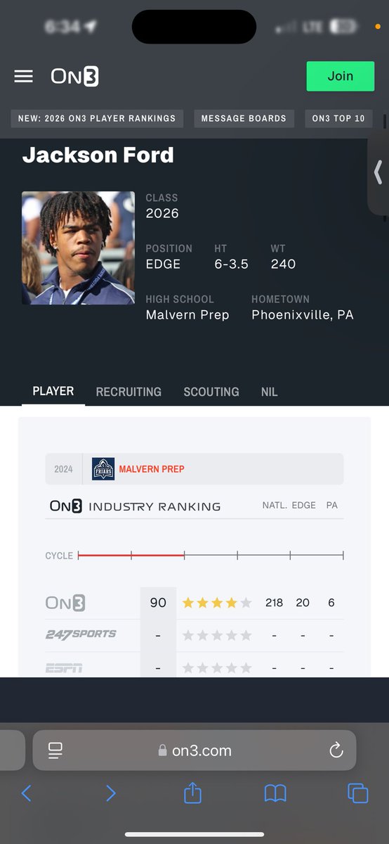 Beyond blessed to be ranked a four star by On3!! <a href="/CoachGueriera/">Dave Gueriera</a>