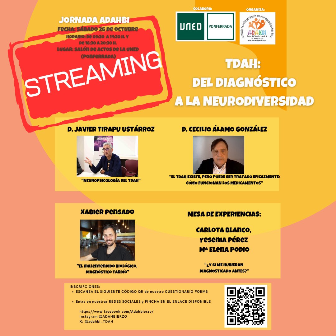 Inscribete On-line para seguir las jornadas de TDAH que tendrán lugar el próximo sábado en Ponferrada.
Prácticamente aforo completo.
Os agradecemos muchísimo la gran acogida y el interés que habéis mostrado.
GRACIAS
#TDAH
#Ponferrada