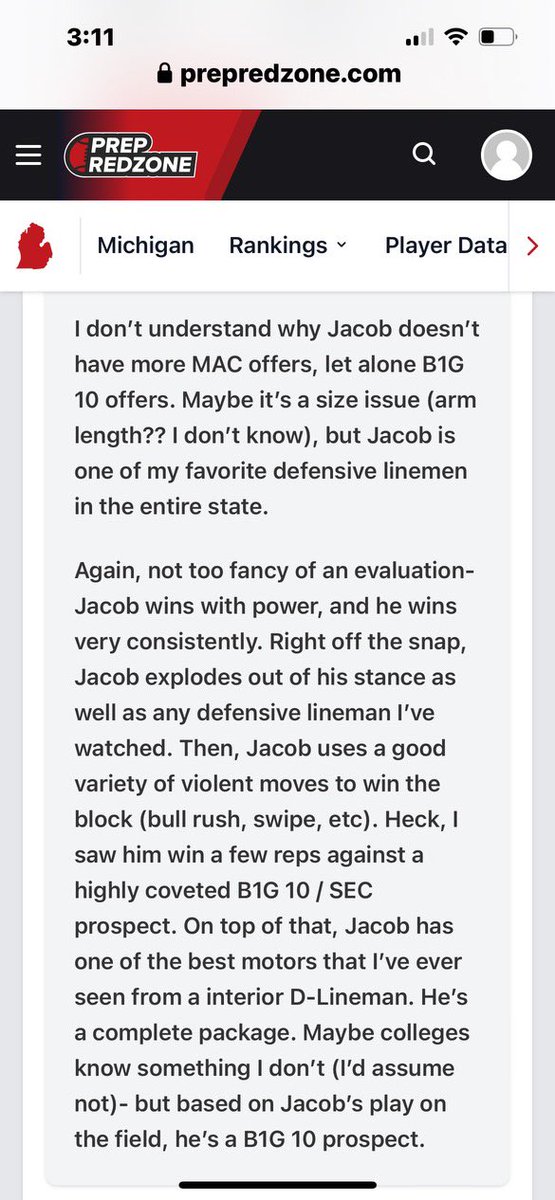 Jacob Tur (@jacob_tur) on Twitter photo Thank you <a href="/PrepRedzoneMI/">Prep Redzone Michigan</a> <a href="/alex_pallone/">Alex Pallone</a>
For the updated ranking #10 DL in Michigan and #34 overall prospect in Michigan. Appreciate the support!
<a href="/coachrohn/">Dan Rohn</a>
<a href="/CoachBush_DLS/">Brandon Bush</a>
<a href="/RisingStars6/">Rising Stars Academy</a>
<a href="/TheD_Zone/">The D Zone</a>
<a href="/AllenTrieu/">Allen Trieu</a>
<a href="/247Sports/">247Sports</a>
<a href="/MIexposure/">Michigan exposure</a> Thank you <a href="/PrepRedzoneMI/">Prep Redzone Michigan</a> <a href="/alex_pallone/">Alex Pallone</a>
For the updated ranking #10 DL in Michigan and #34 overall prospect in Michigan. Appreciate the support!
<a href="/coachrohn/">Dan Rohn</a>
<a href="/CoachBush_DLS/">Brandon Bush</a>
<a href="/RisingStars6/">Rising Stars Academy</a>
<a href="/TheD_Zone/">The D Zone</a>
<a href="/AllenTrieu/">Allen Trieu</a>
<a href="/247Sports/">247Sports</a>
<a href="/MIexposure/">Michigan exposure</a>