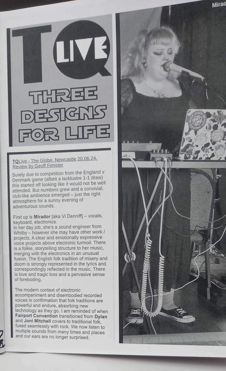 Lovely little review in the TQ Zine! If you want to come and see me perform live, you can next find me at #SwitchedOn in Whitby (8/9/10th Nov, @flashcompanyart) or at Cafe Etch in Middlesbrough, 29th Nov! 🖤🤍