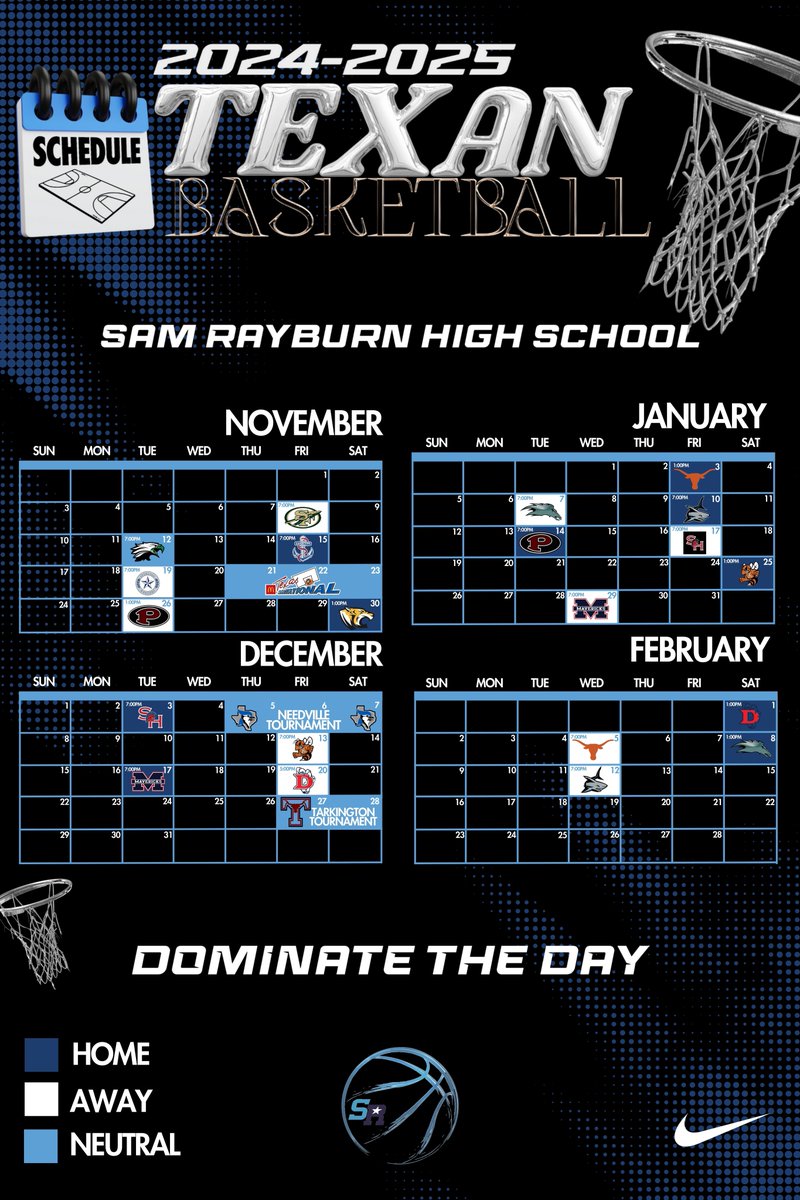 2024-2025 TEXAN BASKETBALL SCHEDULE