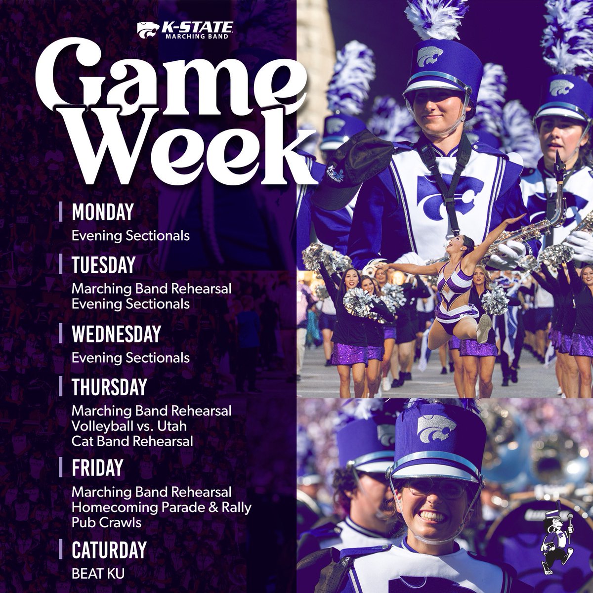 KStatePride's tweet photo. Game Week!
#unleashthepride
#prideonthree
@KStateFB
@KStateVB https://t.co/VRQ7enwvJT