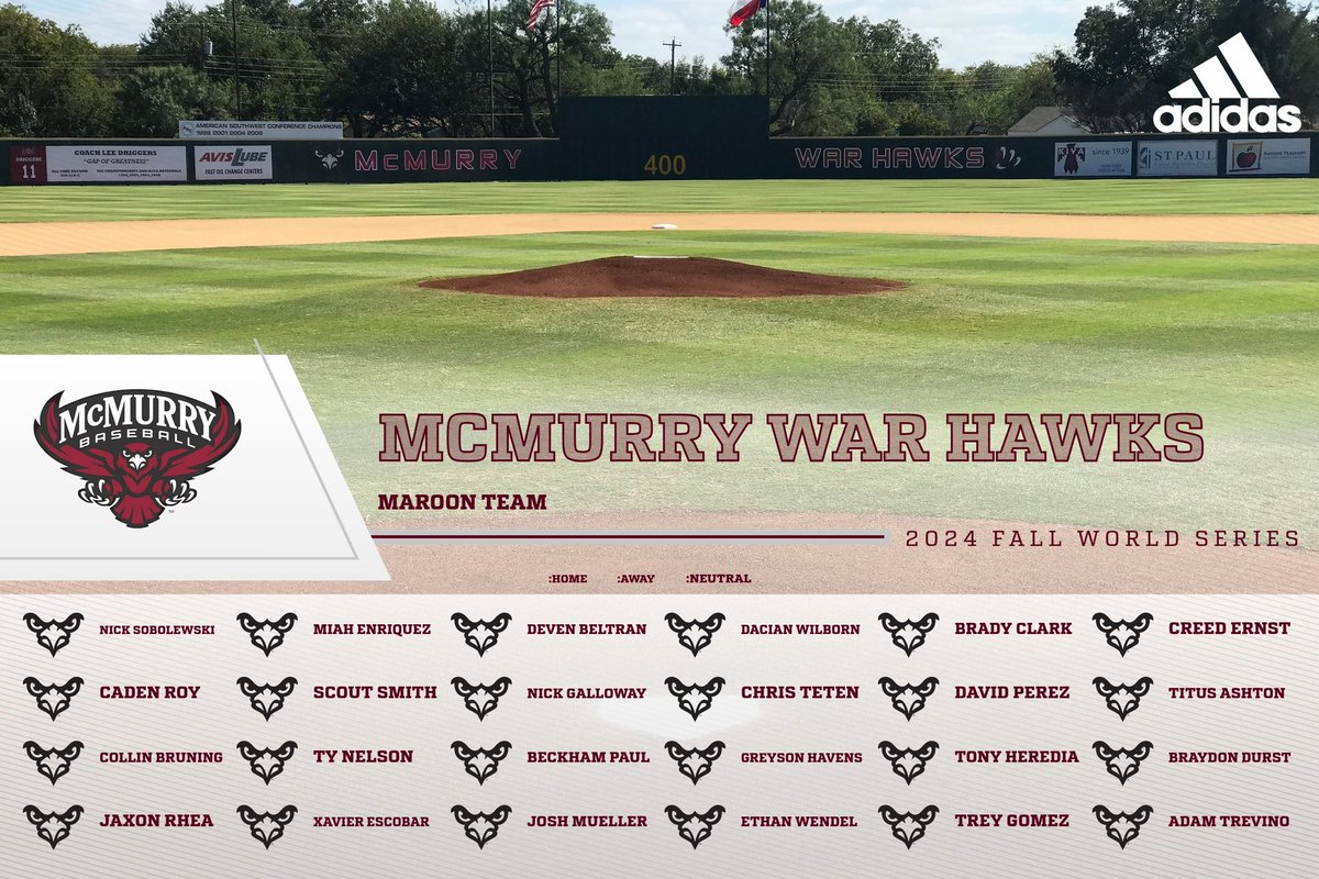 Fall World Series Rosters!!!!  Best-of-three series will begin Wednesday night at Walt Driggers Field!  Games will be open to fans!!