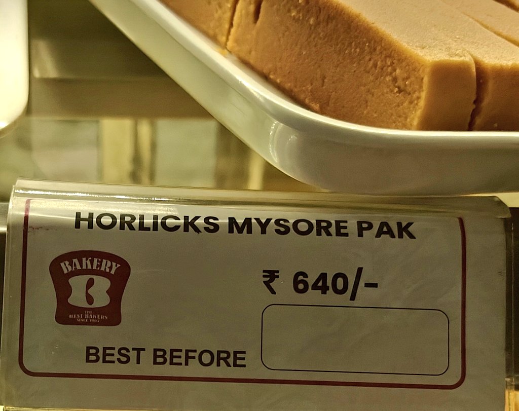 ndcnn's tweet image. Carrot Mysore Pak now.  Hmm. Not tried. Horlicks Mysore Pak I have been buying for some time as there are fans in the family.  This is at Best Bakers Kochi. #sweets #fusion #experiments