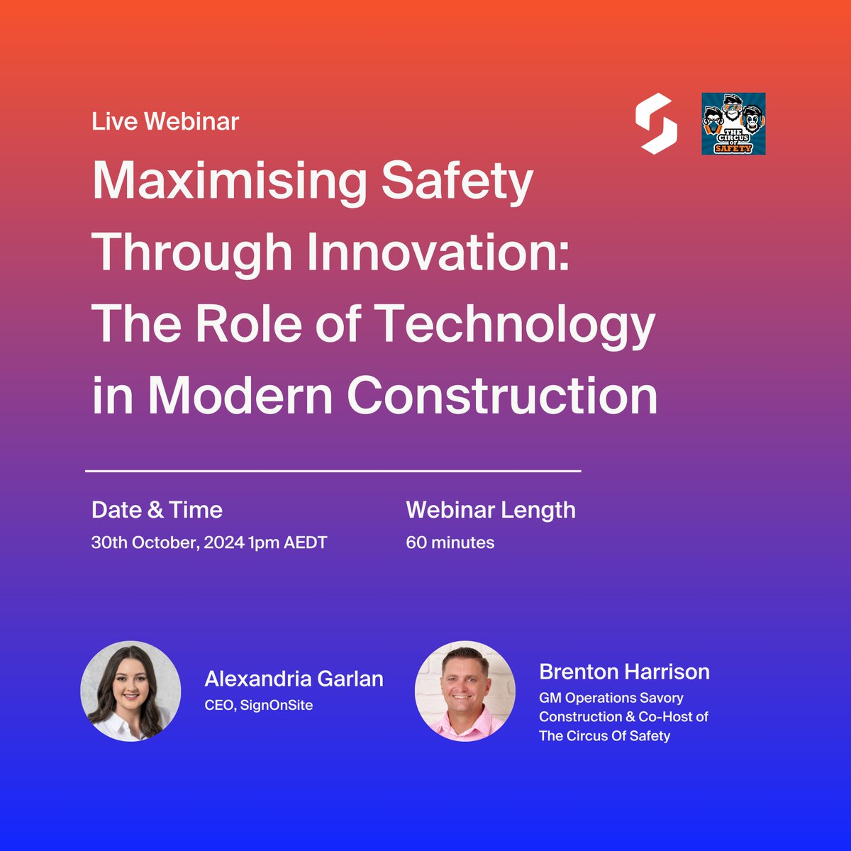Join our upcoming webinar, Maximising Safety Through Innovation featuring Brenton Harrison, GM Operations at Savory Construction, and Alex Garlan.
 Date: 30th October 2024  Time: 1pm AEDT Length: 60 mins
hubs.la/Q02VfxwL0
#Construction #Safety #Webinar #Innovation
