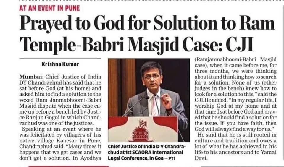 Pragnya Gupta (@guptapragnya) on Twitter photo God save that nation and its subjects whose Chief Justice himself prays to God to do justice. 
Why have Law Colleges and Collegiums to make Judges if all we had to do was to pray to God for Justice.
Lo and Behold ‼️ God save that nation and its subjects whose Chief Justice himself prays to God to do justice. 
Why have Law Colleges and Collegiums to make Judges if all we had to do was to pray to God for Justice.
Lo and Behold ‼️