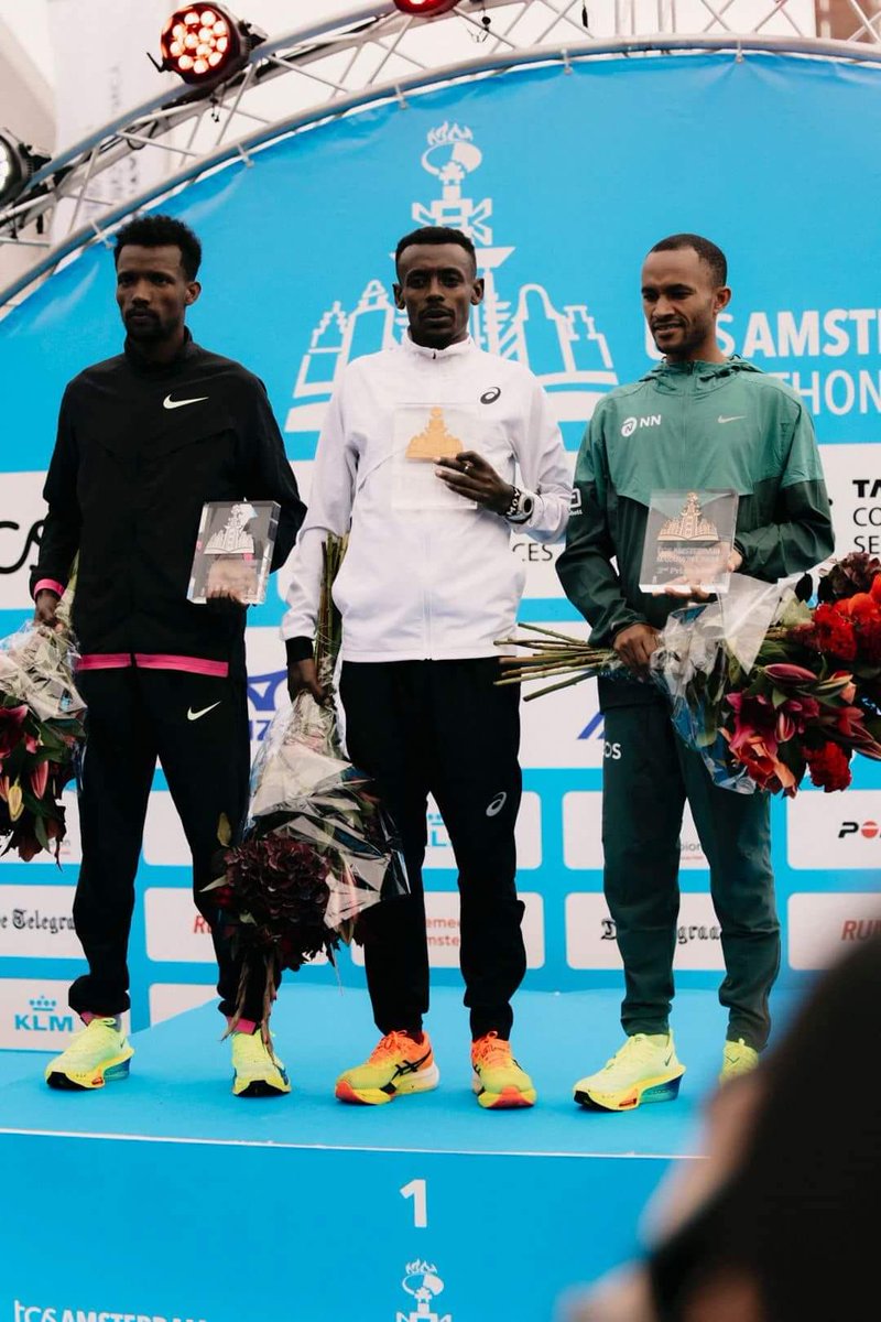 Israeli Olympian 🇮🇱Maru Teferi finishes 🥉3rd at the Amsterdam marathon! So proud of you!! 
💙🤍💙🤍💙🤍 
<a href="/IsraelinNL/">Israel in Nederland</a>