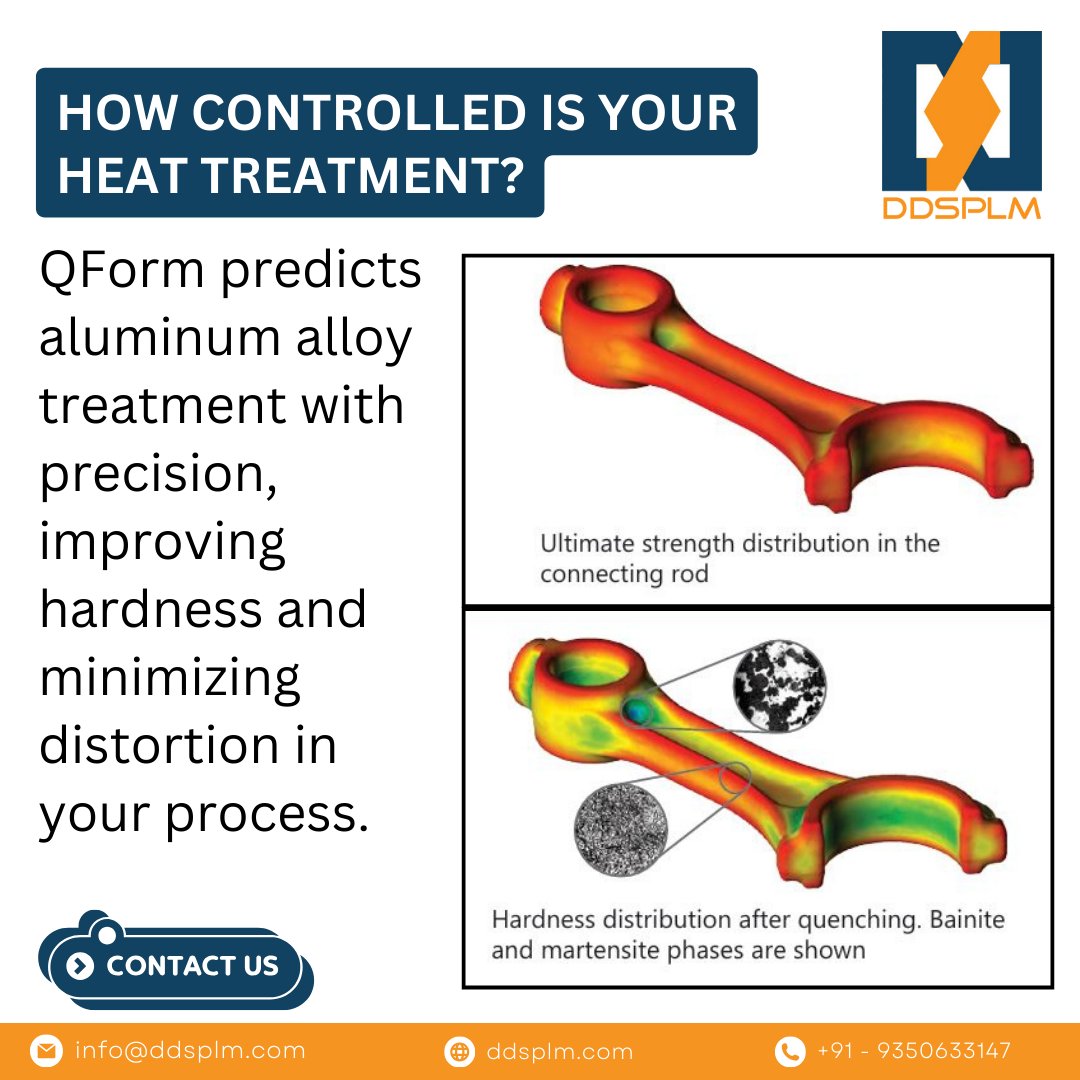DDSPLM's tweet image. Ensure superior hardness and minimize distortion with precise aluminum alloy heat treatment simulations from QForm, optimizing your entire manufacturing process with advanced predictive technology.
Contact Us: 9350633147 
.
#ddsplm #QFormSimulation #HeatTreatment #AluminumAlloys