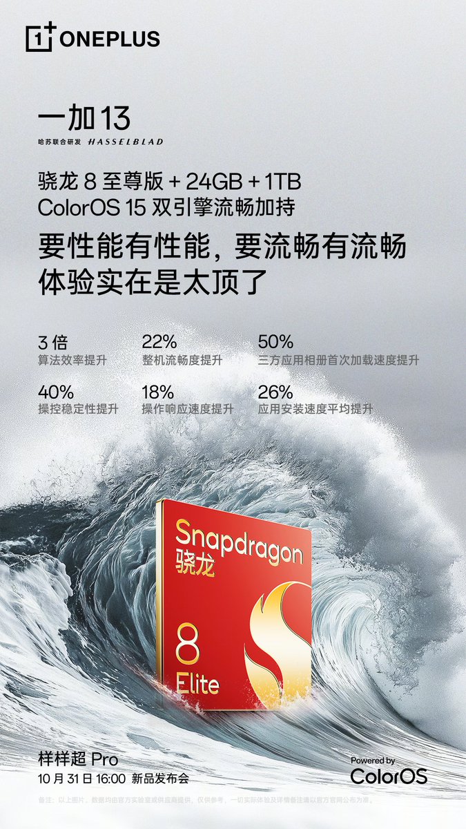 TechKard's tweet photo. OnePlus 13
Snapdragon 8 Elite
24GB LPDDR5X
1TB UFS 4.0
#OnePlus #OnePlus13 https://t.co/YLtVIobdgR