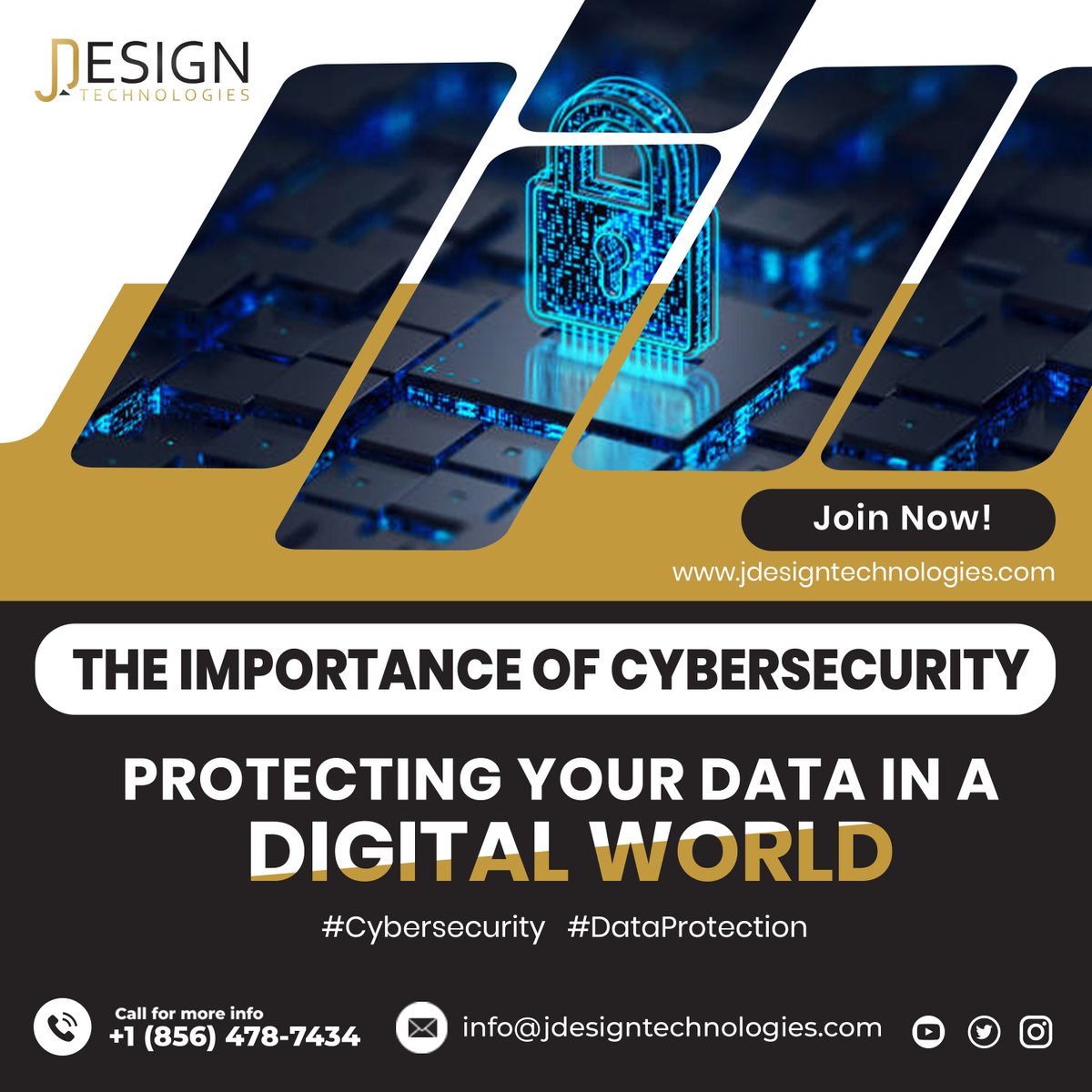 jDesignTechn's tweet image. The importance of cybersecurity: Protecting your data in a digital world. 🔒 #Cybersecurity #DataProtection
