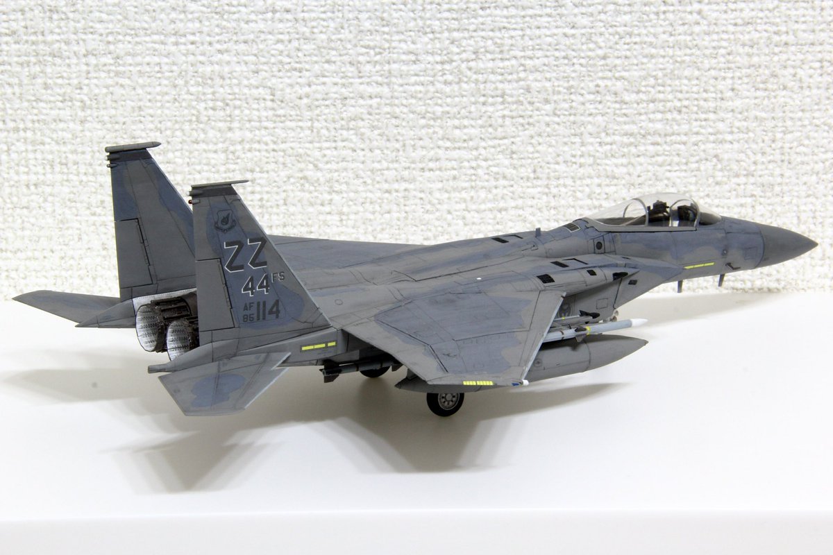 gfinthebase's tweet image. お気に入りなので、再撮影🤩
最初は暗すぎると思っていたF-15C/D専用塗料も、こう見るととってもいいですね😁
#ファインモールド #f15c