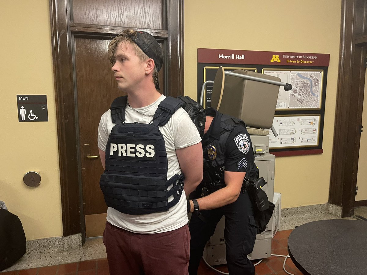 Hannah Ward (@wordfromward) on Twitter photo Minnesota Daily <a href="/mndailynews/">Minnesota Daily</a> reporter Tyler Church was briefly handcuffed and detained when police arrested protesters at Morrill Hall a little over an hour ago Minnesota Daily <a href="/mndailynews/">Minnesota Daily</a> reporter Tyler Church was briefly handcuffed and detained when police arrested protesters at Morrill Hall a little over an hour ago