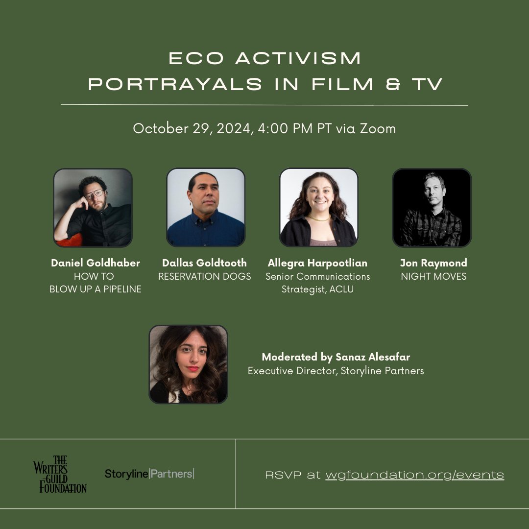 Storyline Partners (@storyline_) on Twitter photo Slight programming change..Our ED will now be moderating. Please join us, in partnership with
<a href="/WritersGuildF/">Writers Guild Foundation</a> , on October 29 4 pm PT for an important virtual conversation focused on climate activism and the criminalization of protest. RSVP: ow.ly/zTYL50TOSMk Slight programming change..Our ED will now be moderating. Please join us, in partnership with
<a href="/WritersGuildF/">Writers Guild Foundation</a> , on October 29 4 pm PT for an important virtual conversation focused on climate activism and the criminalization of protest. RSVP: ow.ly/zTYL50TOSMk