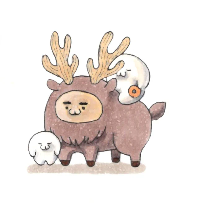 荒巻と、ちちるオリジナルキャラクターの伝説のトナカイ#荒巻スカルチノフ #イラスト #トナカイ 