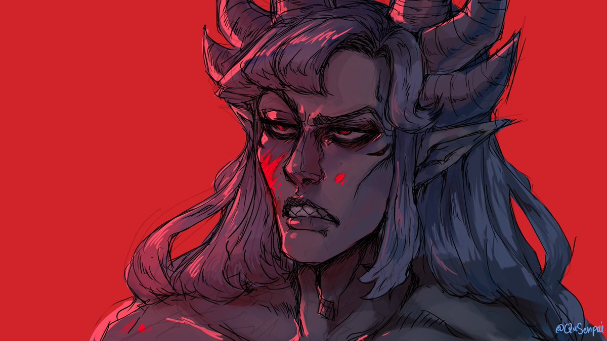 He's staring at the crudely assembled family tree. He's still working through it.