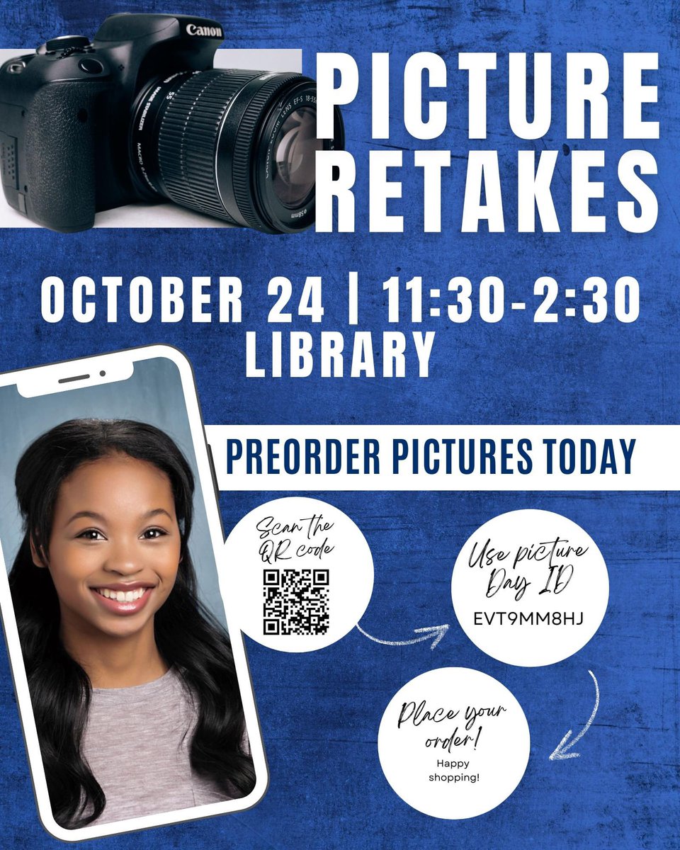 📸 Picture Retake Day – Thursday, October 24 📸
⏰ 11:30 AM - 2:30 PM
📍 Stallion Library

Did you miss picture day or want to retake your photo? Visit the Stallion Library Thursday!

#SchoolPhotos #NorthsidePride